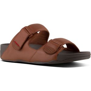 Fitflop Gogh Moc - lederen gladde sandaal voor heren, Donkerbruin Tan 277