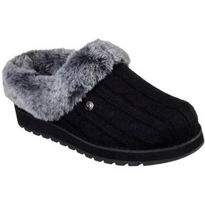 Skechers - Keepsakes - Damesslippers - Zwart Grijs - Imitatiebont