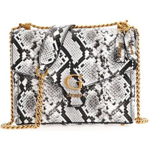 GUESS crossbody tas Shenny met slangenprint zwart/wit