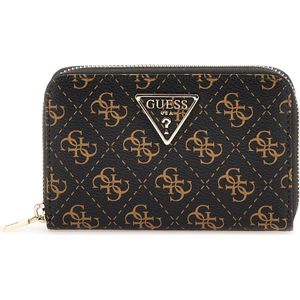 Portafoglio donna Guess zip around Laurel slg brown multilogo AS24GU22 QE850040 MARRONE