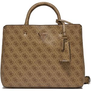 GUESS Handtas Schoudertas Meridian Girlfriend Satchel Latte Logo Bruine