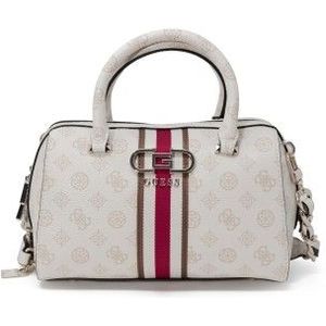 Guess Nelka Box Satchel Dames Handtas - Cream Logo - One Size