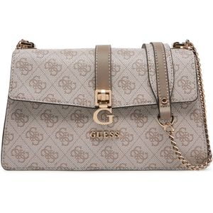 Guess Zamira schoudertas dark taupe logo