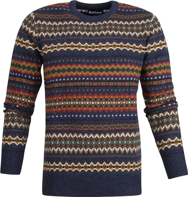 Barbour - Case Fairisle - Pullover - Donkerblauw - 100% Wol - Modern-Fit