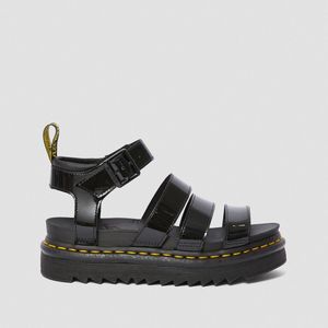 Dr. Martens Blaire sandalen met enkelbandjes voor dames, zwart zwart patent lamper 001, 42 EU