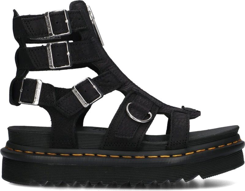 Dr. Martens Olson Sandalen - Zwart - Tumbled Nubuck - Gladiatorstijl met Rits