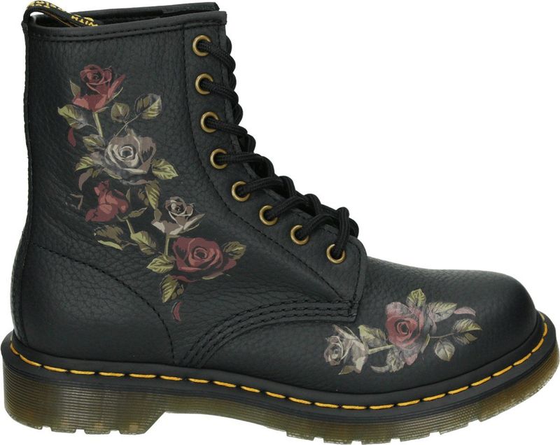Dr. Martens - 1460 Decayed Roses - Leren Laarzen - Zwart - Klassiek Getrommeld Nappa