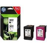 HP 302 Multipack (Opruiming 2 x 1-pack los outlet) zwart en kleur (X4D37AE) - Inktcartridge - Origineel