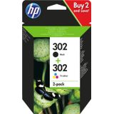 HP 302 Multipack (Opruiming 2 x 1-pack los outlet) zwart en kleur (X4D37AE) - Inktcartridge - Origineel