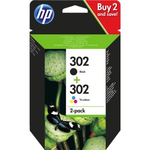 HP 302 Multipack (Opruiming 2 x 1-pack los outlet) zwart en kleur (X4D37AE) - Inktcartridge - Origineel