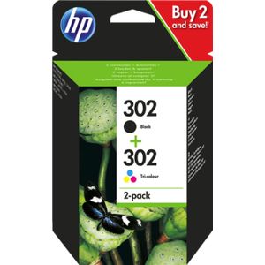HP 302 inkt cartridge 2-pack blk/tri-color bls - meerkleurig 853302
