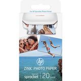 HP 1AH01A sprocket Premium zink fotopapier met zelfklevende achterzijde, wit, 2 x 7.6 cm . , (20 vel) compatibel met HP sprocket fotoprinters