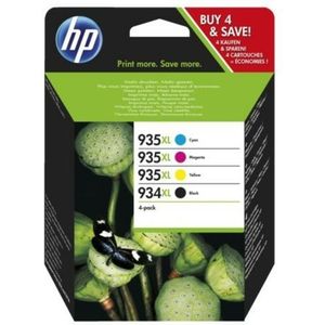 HP 934XL originele high-capacity zwarte/935XL cyaan/magenta/gele inktcartridges, 4-pack