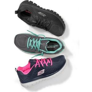 Skechers Graceful-get Connected-12615 Sneakers voor dames, zwarte mesh-rand, 37 EU