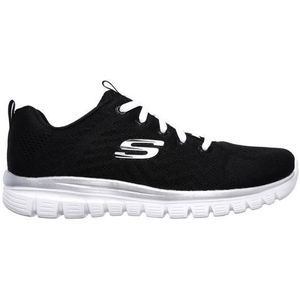 Skechers Graceful Get Connected Sneakers voor dames, Zwart Mesh Wit Trim, 39 EU