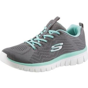 Skechers Graceful-get Connected-12615 Sneakers voor dames, Charcoal Mesh Green Trim, 39,5 EU