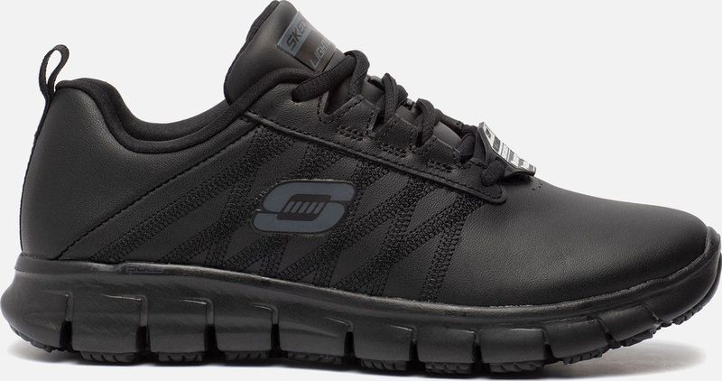 SKECHERS - Work Relaxed Fit Sure Track - Sneakers - Zwart - Leer