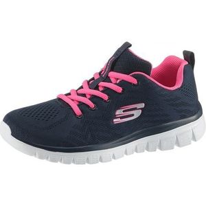 Skechers Graceful-get Connected-12615 Sneakers voor dames, marineblauwe mesh felroze rand, 39,5 EU