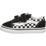 Vans - Old Skool V Checkerboard Sneakers - Zwart - Leer