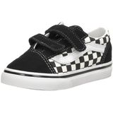 Vans - Old Skool V Checkerboard Sneakers - Zwart - Leer