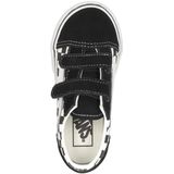 Vans - Old Skool V Checkerboard Sneakers - Zwart - Leer