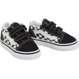 Vans - Old Skool V Checkerboard Sneakers - Zwart - Leer
