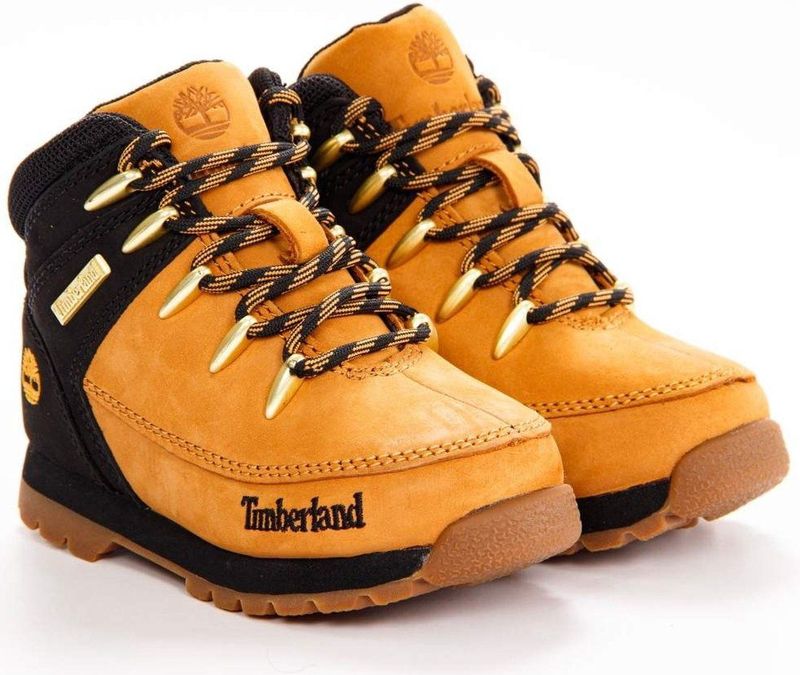 Timberland - Euro Sprint - Leren Halfhoge Veterlaarzen - Zwart - Voor Kinderen