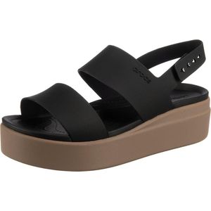 Crocs Brooklyn sandalen met lage sleehak voor dames, Zwart/Zwart, 42 EU