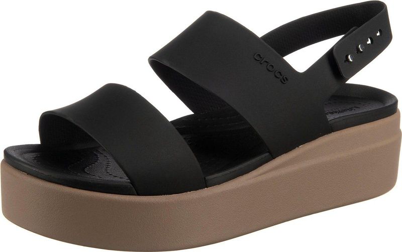 Crocs Brooklyn sandalen met lage sleehak voor dames, Zwart/Zwart, 42 EU