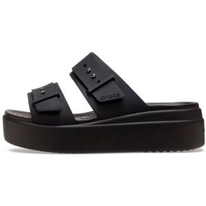 Crocs Brooklyn Buckle Wedge Slippers zwart