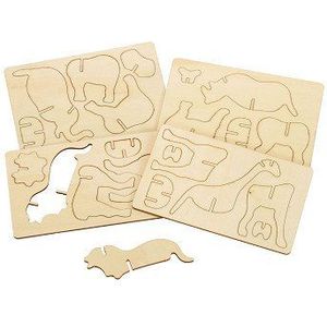 Colorations - Maak en Versier je Houten 3D Puzzel Jungledieren Set van 4