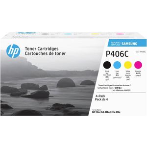 Voordeelpakket SAMSUNG CLT-P406C tonercassette cyaan, magenta, geel, zwart
