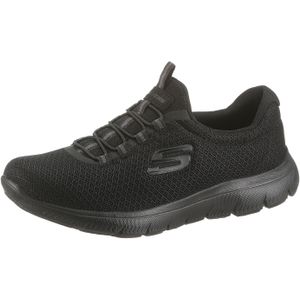 Skechers - Summits - Slipper - Zwart - Textiel - Elastiek Sluiting