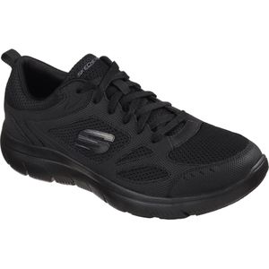 Skechers - Sneakers - Zwart - Imitatieleer/Textiel - Vetersluiting