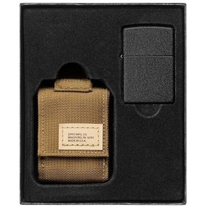 Zippo aansteker regular black crackle geschenkset met Molle tasje