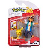 Jazwares Pokémon Battle Feature Figuur Ash & Pikachu 11 cm Action Figuur