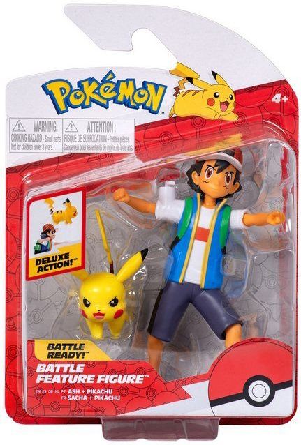 Jazwares Pokémon Battle Feature Figuur Ash & Pikachu 11 cm Action Figuur