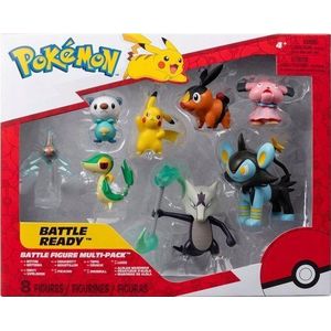 PKW - Set van 8 tepig, Oshawott, Snivy vechtfiguren met standaard, Pikachu #5, Snubull, Alolan Marowak, Luxio) W12