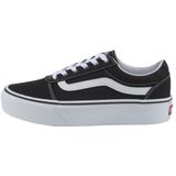 Vans Ward Platform Canvas Dames Sneakers - Black/White - Maat 38.5