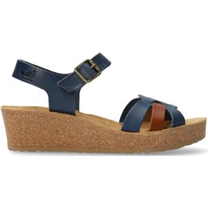 Mephisto, Blauwe Leren Sandaal voor Dames - Extra Breed Blauw, Dames, Maat:40 EU