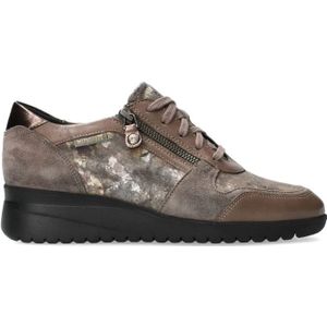 Mephisto, Dames Donker Taupe Leren/Suède Sneaker Beige, Dames, Maat:37 EU