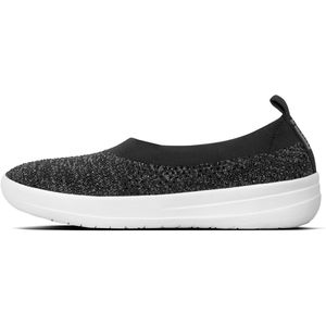 FitFlop Crystal Uberknit Ballerina ZWART - Maat 37