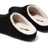 Fitflop Chrissie Shearling Pantoffels met open rug voor dames, Zwart 001