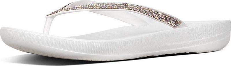 FitFlop Iqushion Sparkle teenslippers dames wit/zilver