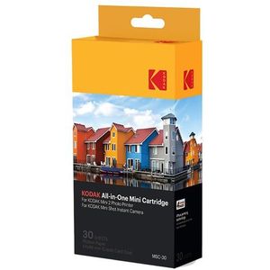 Kodak Mc, Mini Fotoprintercartridge, All-In-One Papier En Kleureninktcartridge, Navulbaar, Verpakking Van 30 Stuks, Compatibel Met Mini Shot Camera, KOD-MC30, 2 Printers