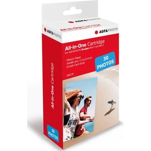 AGFA PHOTO - Cartridge en papier 5,3 x 8,6 cm AMC - Compatibel met Realipix Mini S, Realipix Mini P, Kodak Mini Printer 2, Kodak Mini Shot - - 30 foto's