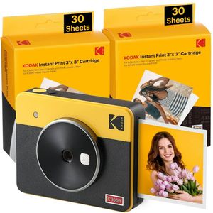 Kodak Mini Shot 3 Retro - Instant Camera en Draagbare Fotoprinter - Wit - 7,6 x 7,6 cm - Pak van 68 Vellen