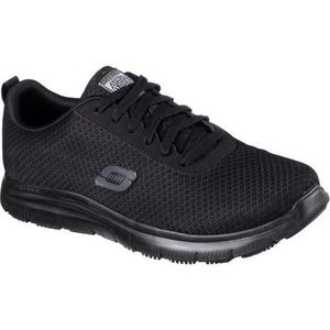 Skechers Flex Advantage 77125-blk Low-Top Sneakers voor heren, Zwarte Mesh Water Vlek Afstotend Behandeling, 42.5 EU