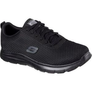 Skechers Flex Advantage 77125-blk Low-Top Sneakers voor heren, Zwarte Mesh Water Vlek Afstotend Behandeling, 44 EU