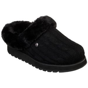 Skechers - Keepsakes-Ice Angel - Slipper - Zwart - Kabelgebreid - Faux Fur Trim